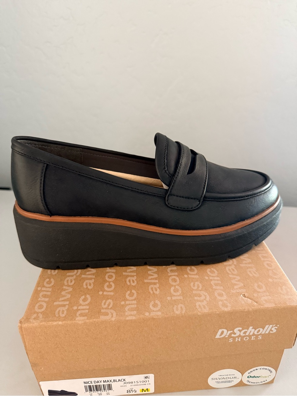 Dr. Scholl's Black Platform Penny Loafer